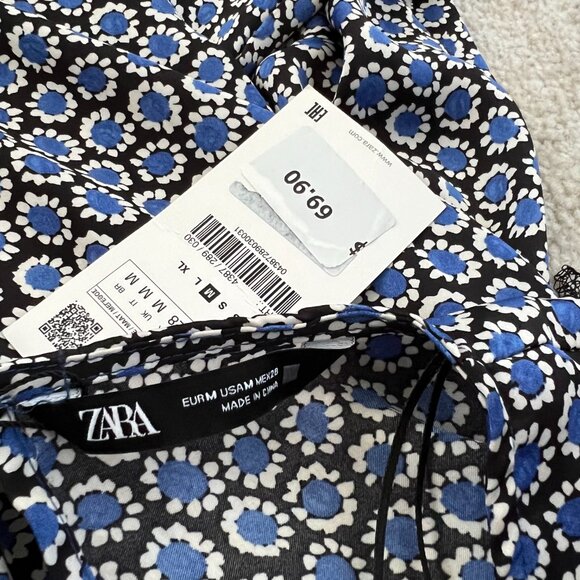 NWT ZARA Floral Wide Leg Faux Wrap Plunge Long Sleeve Jumpsuit With Pockets M - Picture 2 of 12